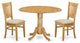 Dlva3-Oak-C 3-Piece Kitchen Nook Dining Set-Kitchen Table and 2 Slat Back Chairs