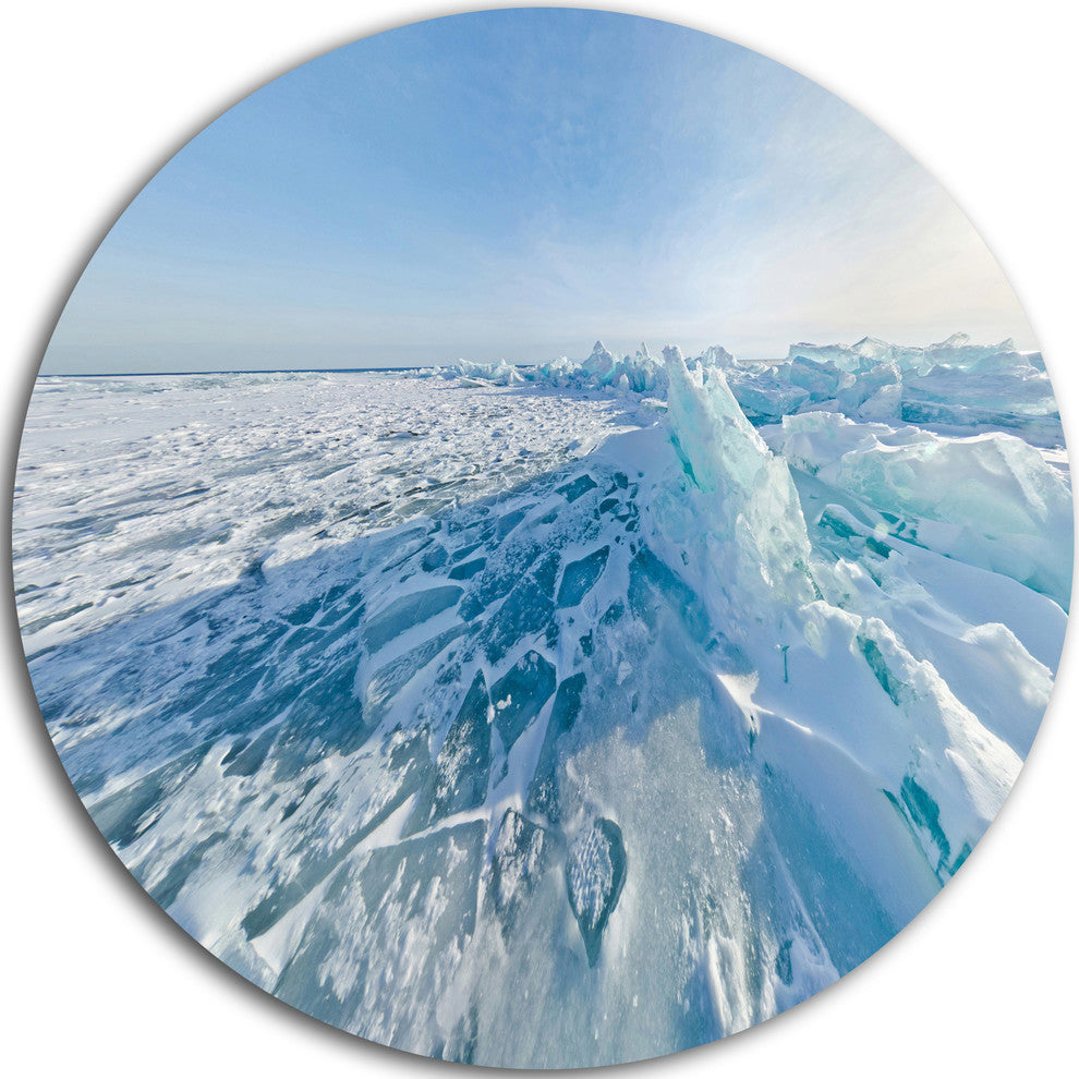 Ice Hummocks In Lake Baikal Siberia, Landscape Round Wall Art, 23"