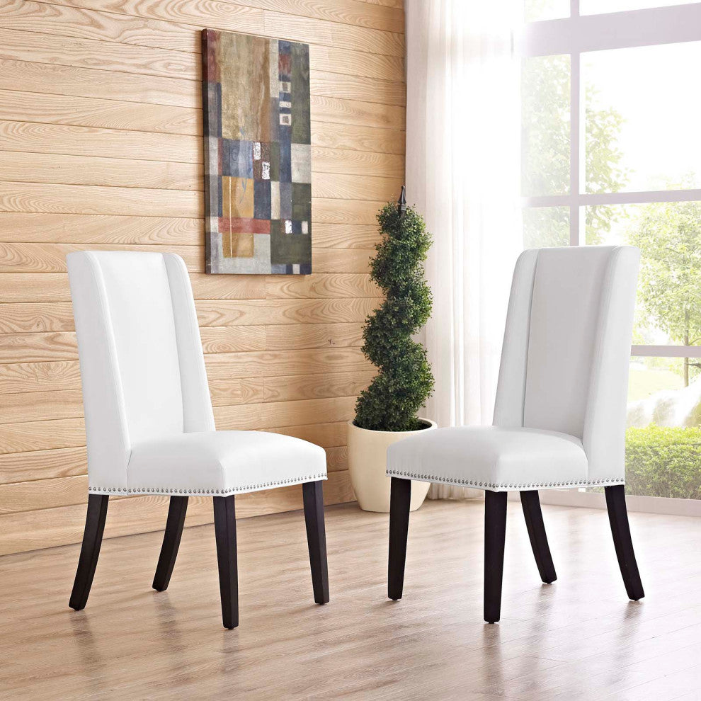 White Baron Dining Chair Vinyl Set of 2