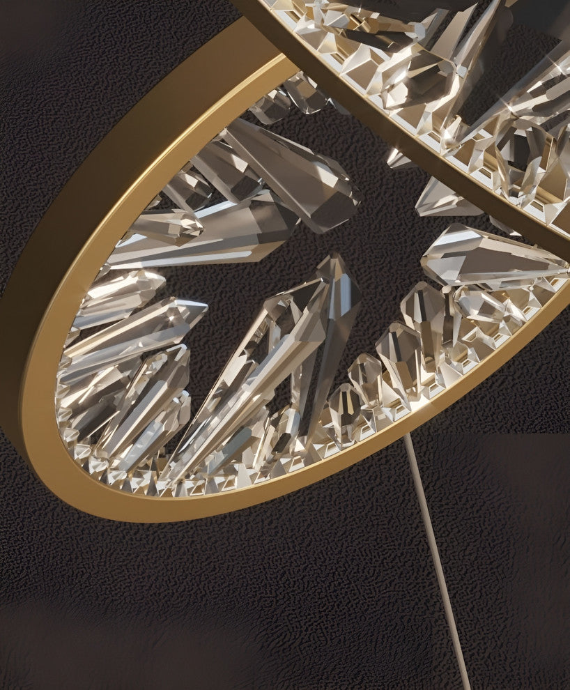 Bezaudun-les-Alpes | Gold Rings Crystal Chandelier, L8