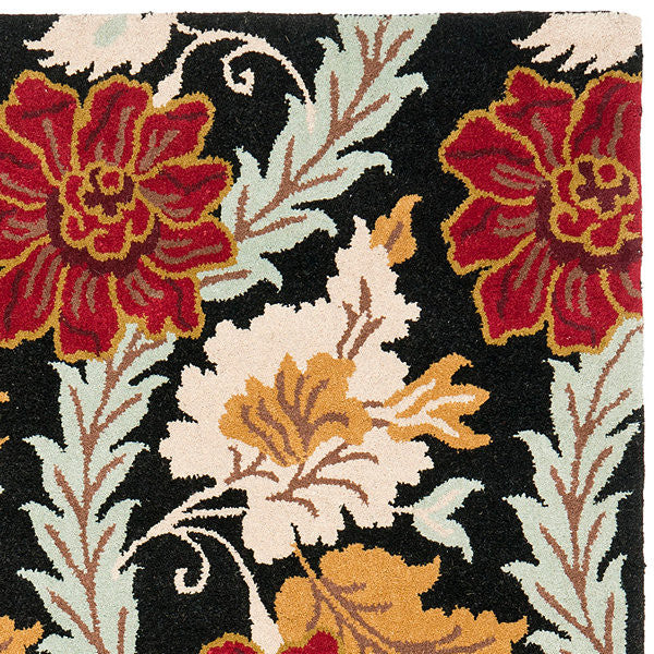 Safavieh Blossom Blm921A Floral Rug, Black/Multi, 6'0"x6'0" Round