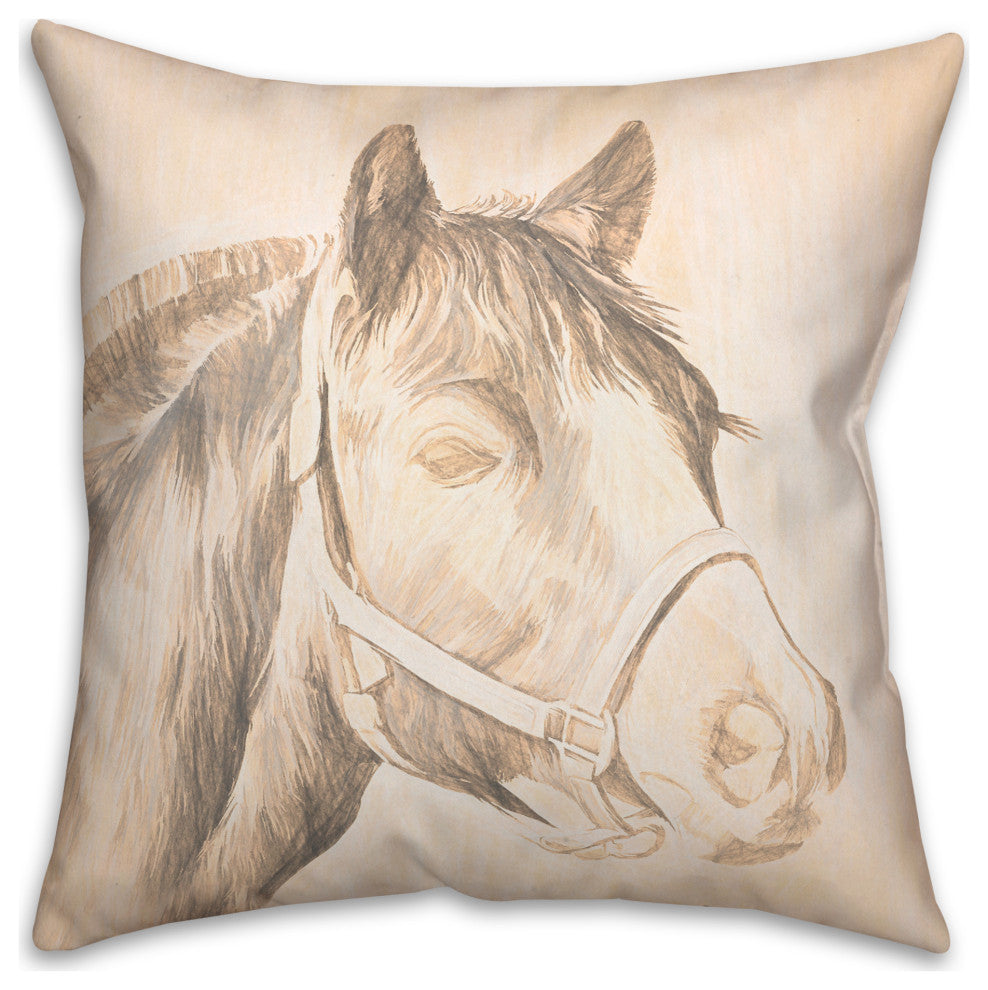 Black And White Horse 2 18"x18" Spun Poly Pillow