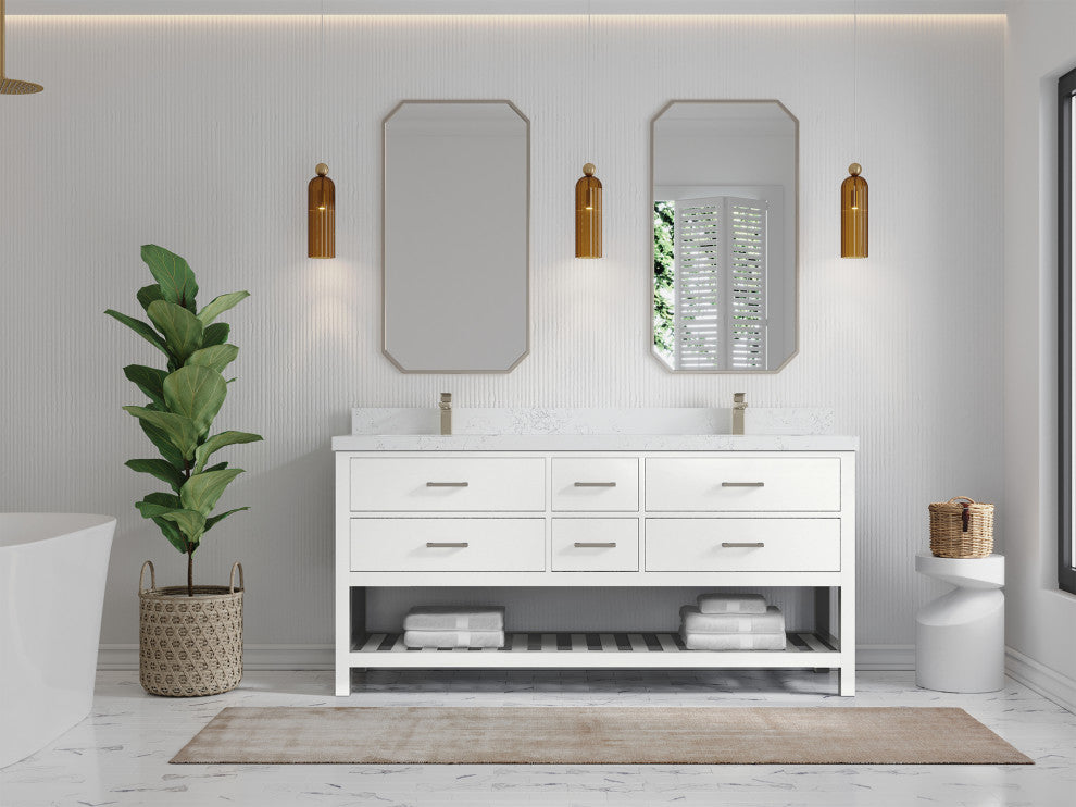 Parker 72 Double Sink Bath Vanity in White 2" Empira Quartz