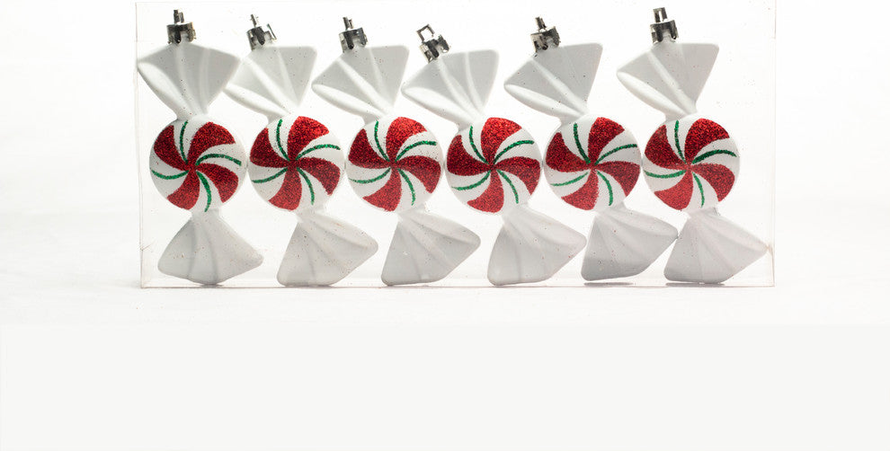 6 Piece Christmas Hanging White Candy Ornament