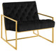 Bequest Gold Stainless Steel Upholstered Velvet Accent Chair, Black