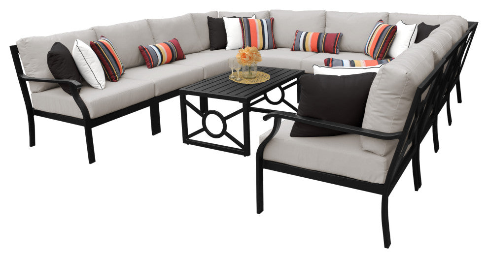 kathy ireland Madison Ave. 11 Piece Aluminum Patio Furniture Set 11a, Truffle