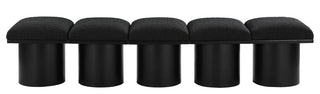 Pavilion Boucle Fabric Upholstered 5-Piece Modular Bench, Black, Black Finish