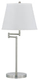 150W 3 Way Andros Metal Table Lamp, Brushed Steel Finish, Off White