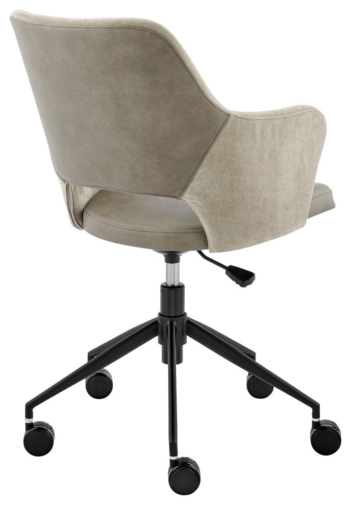Darcie Office Chair, Light Taupe Fabric, Light Gray Leatherette and Black Base