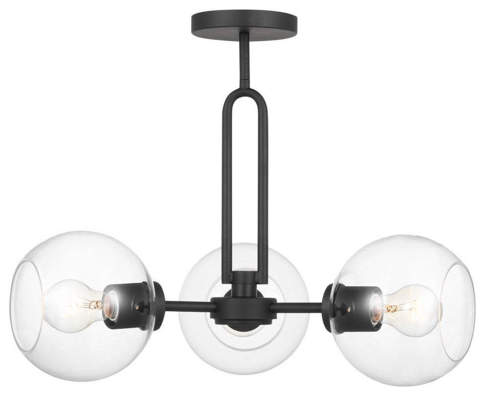 Codyn 3-Light Semi-Flush Mount, Midnight Black