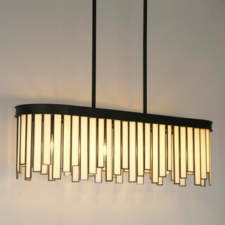 LNC Hemera 6-Light Modern Linear Large Pendant Island Light, White Glass