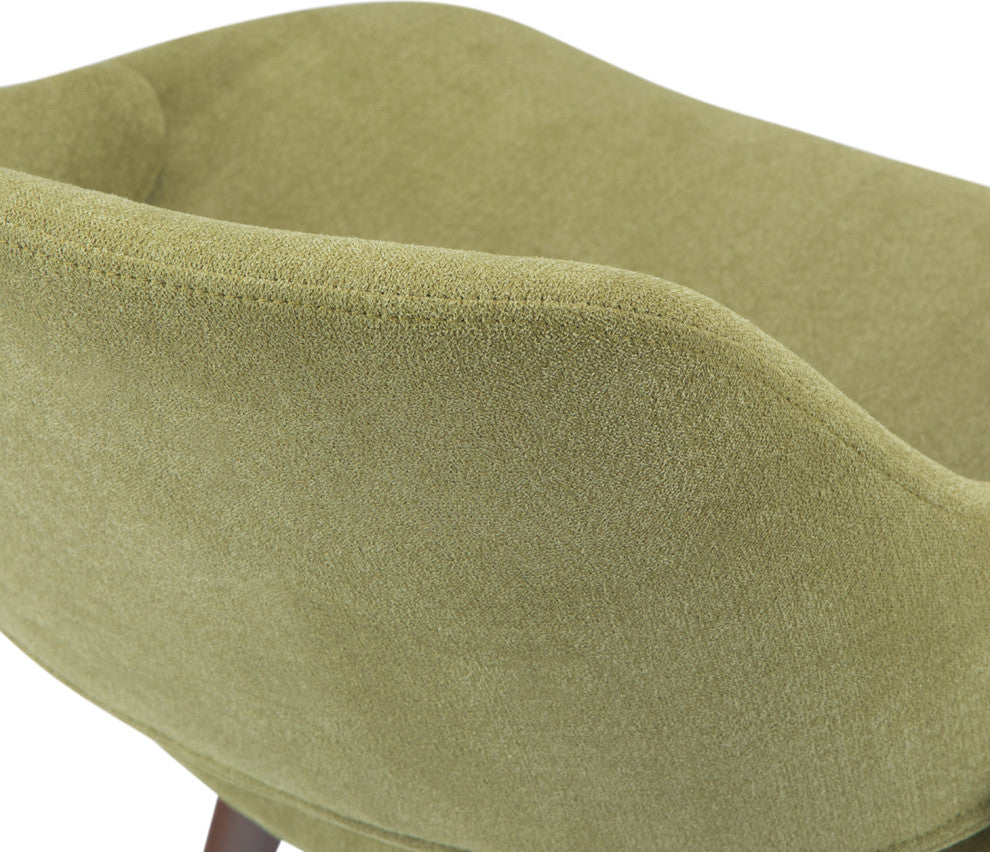 Malden Mid Century Modern Bentwood Dining Chair In Acid Green Woven Fabric