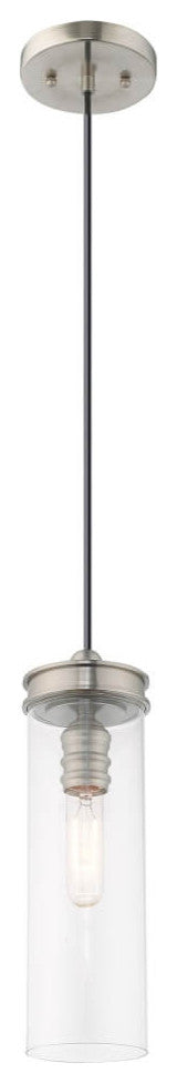 Livex Art Glass 1 Light 5" Pendant Brushed Nickel
