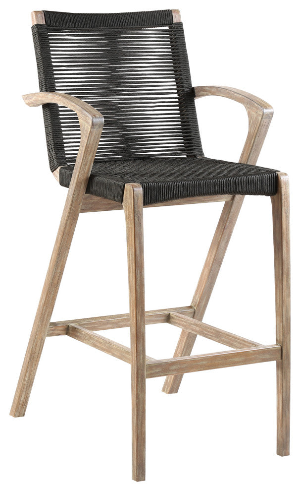 Nabila Light Eucalyptus Wood and Charcoal Rope Counter and Bar Stool