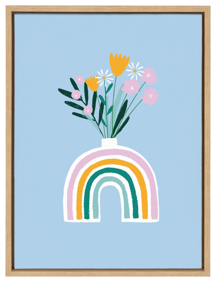 Sylvie Happy Flowers Framed Canvas by Duchess Plum, Natural 18x24