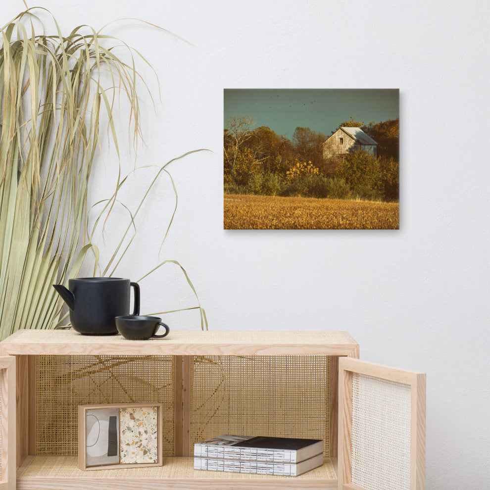 Canvas Wall Decor: Abandoned Barn - Aged Rural Landscape Photo, 16" X 20"