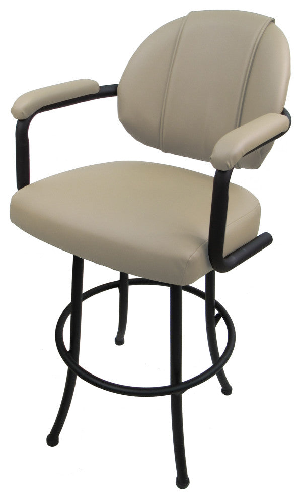 Swivel Counter 26", 30" or Extra Tall 34" Metal Bar Stool M-70, Ocean Beige Vinyl- Black, 26"
