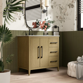 Home Living 36" Single Bathroom Vanity, Honey Brown