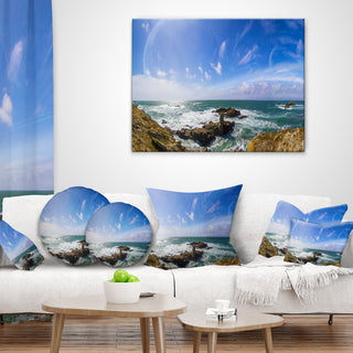 Distant Planet System from Cliffs Seashore Throw Pillow, 18"x18"