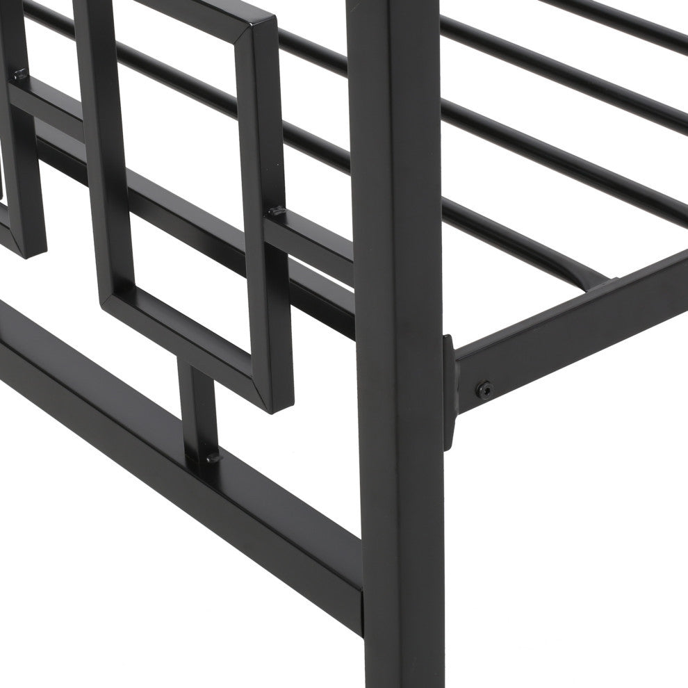 Moore Modern Iron King Bed Frame, Flat Black