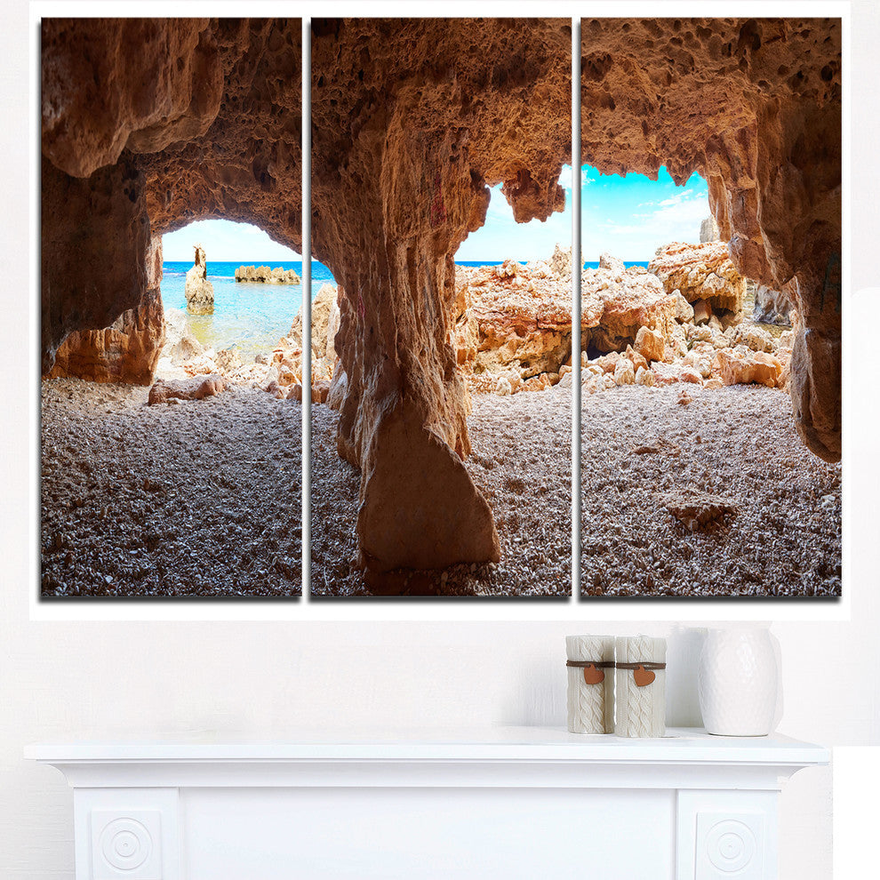 "Denia Las rotas Beach Caves" Metal Wall Art, 3 Panels, 36"x28"