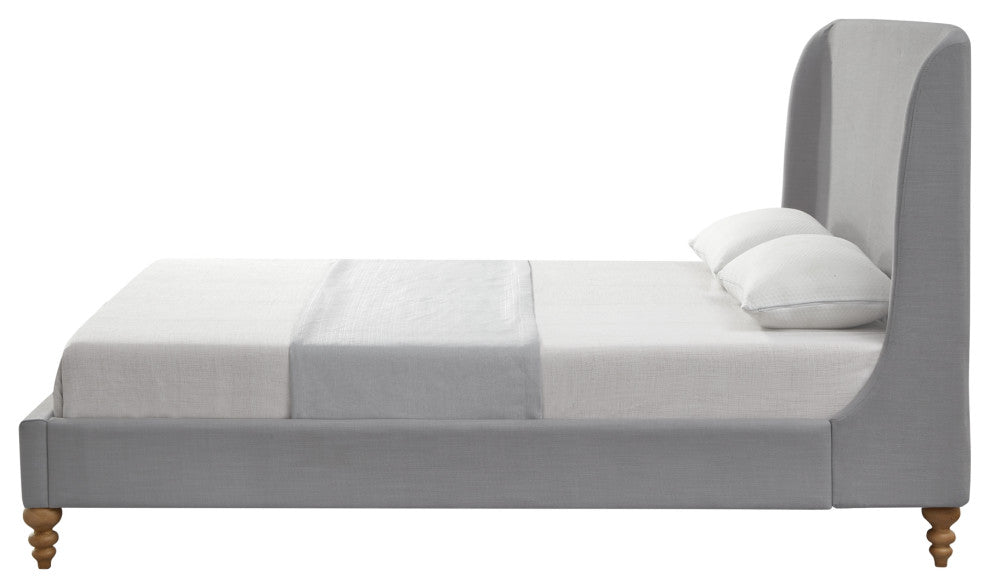 Rustic Manor Micaela Bed Wingback, Linen, Gray, Twin