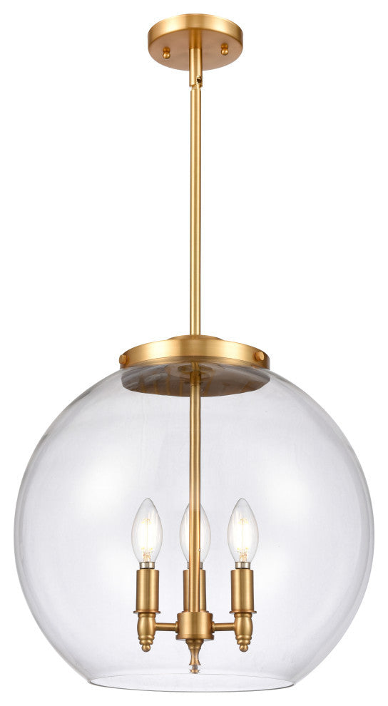 Athens Pendant, Satin Gold, Clear, Clear