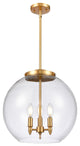 Athens Pendant, Satin Gold, Clear, Clear