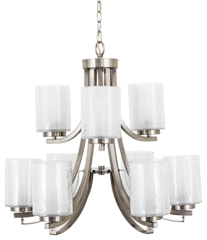 Modern Classic 9-Light Chandelier, Satin Nickel