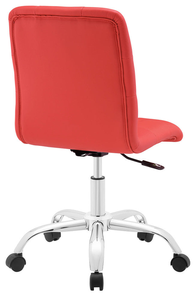 Modern Contemporary Office Chair, Red Faux Leather