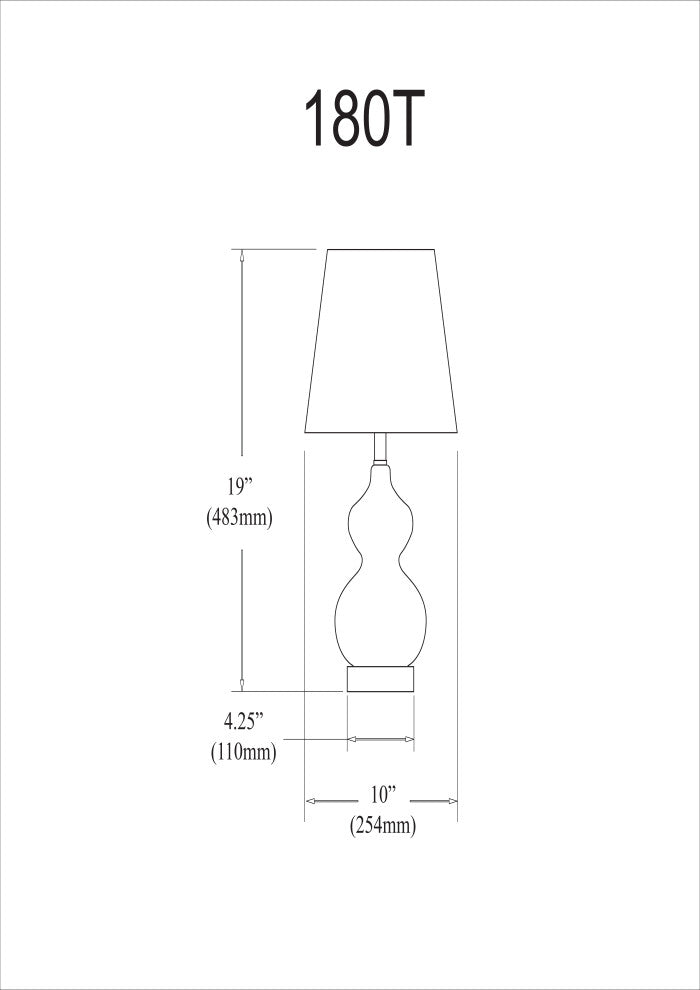 1-Light Incandescent Table Lamp, White GL With White Shade