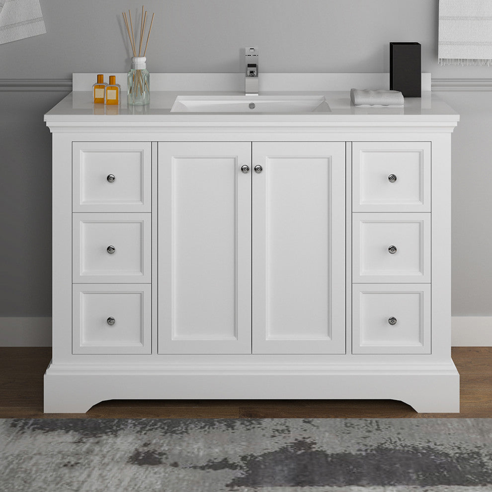 Fresca Windsor 48" Matte White Cabinet With Top and Sink