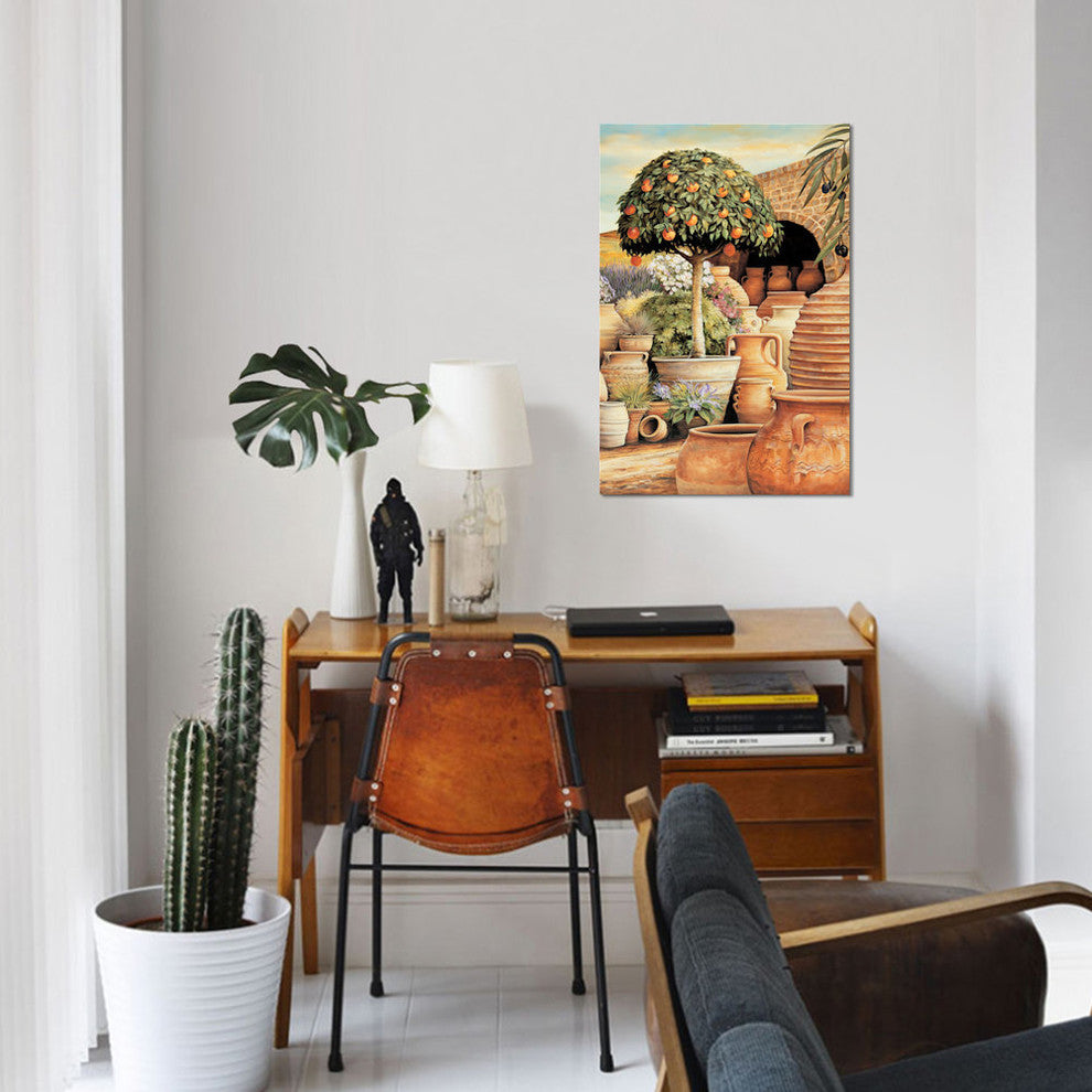 "Orange Topiary" by Eduardo, Canvas Print, 26"x18"