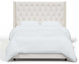 Tufted Sloped Wingback Bed, Nail Trim, Zuma White, King