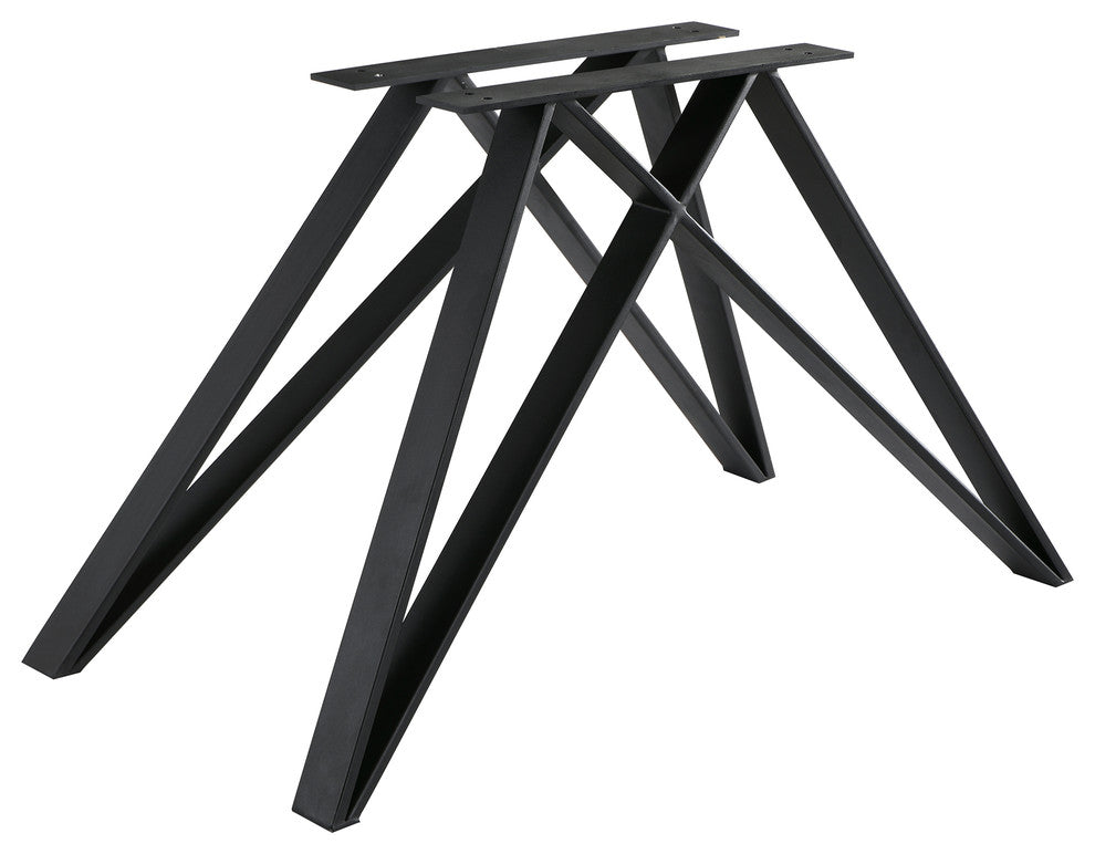 Modena Dining Table, Matte Black Finish and Walnut Wood Top