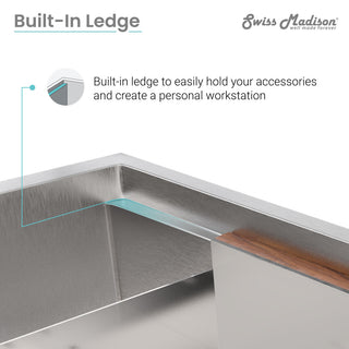 Rivage 45x19" Single Basin Undermount Kitchen Workstation Sink