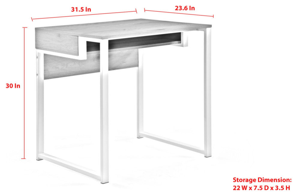 Loft Lyfe Edie Desk, Open Front Storage, Natural/Black 31.5Lx23.6Wx30H