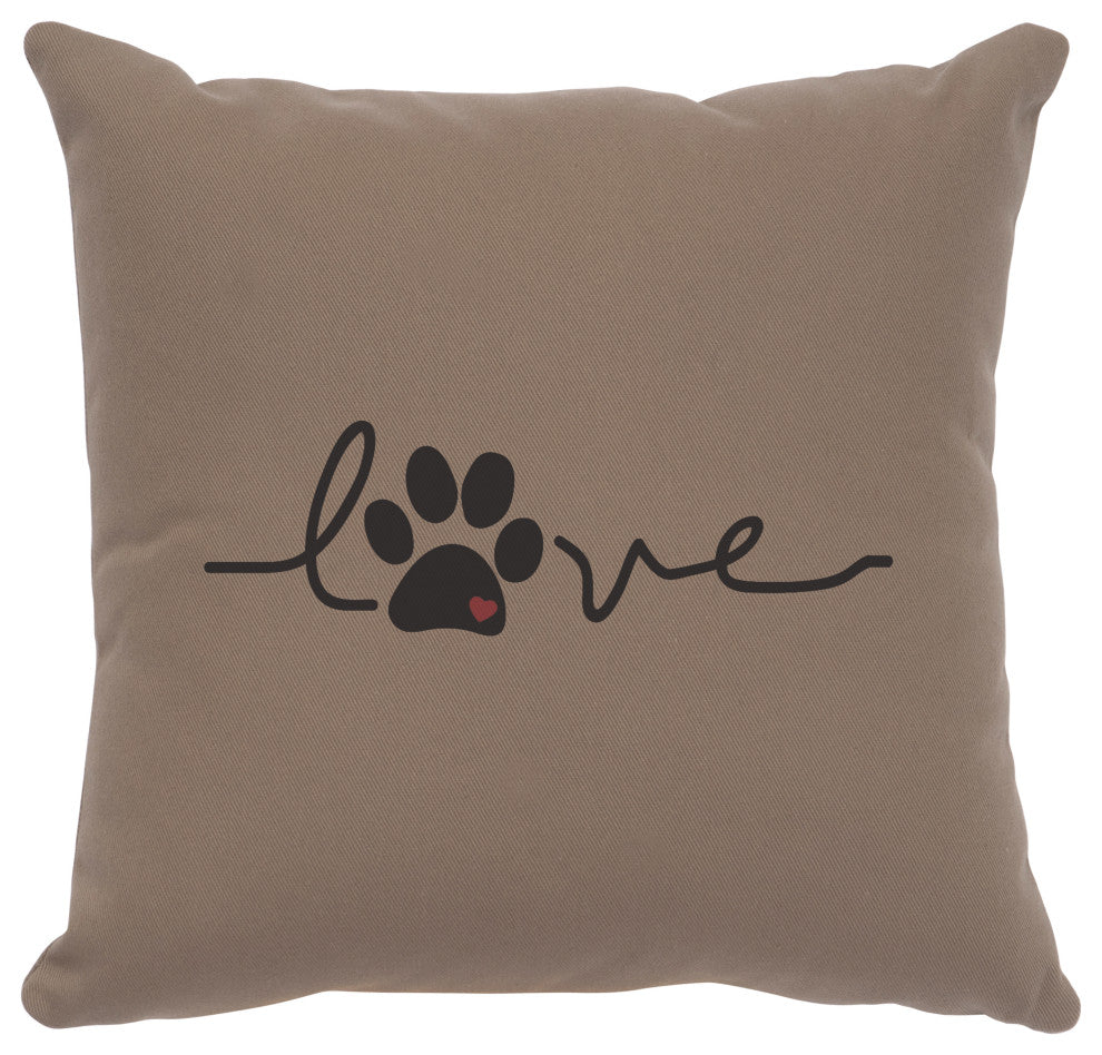 Image Pillow 16x16 Love Paw Cotton Taupe