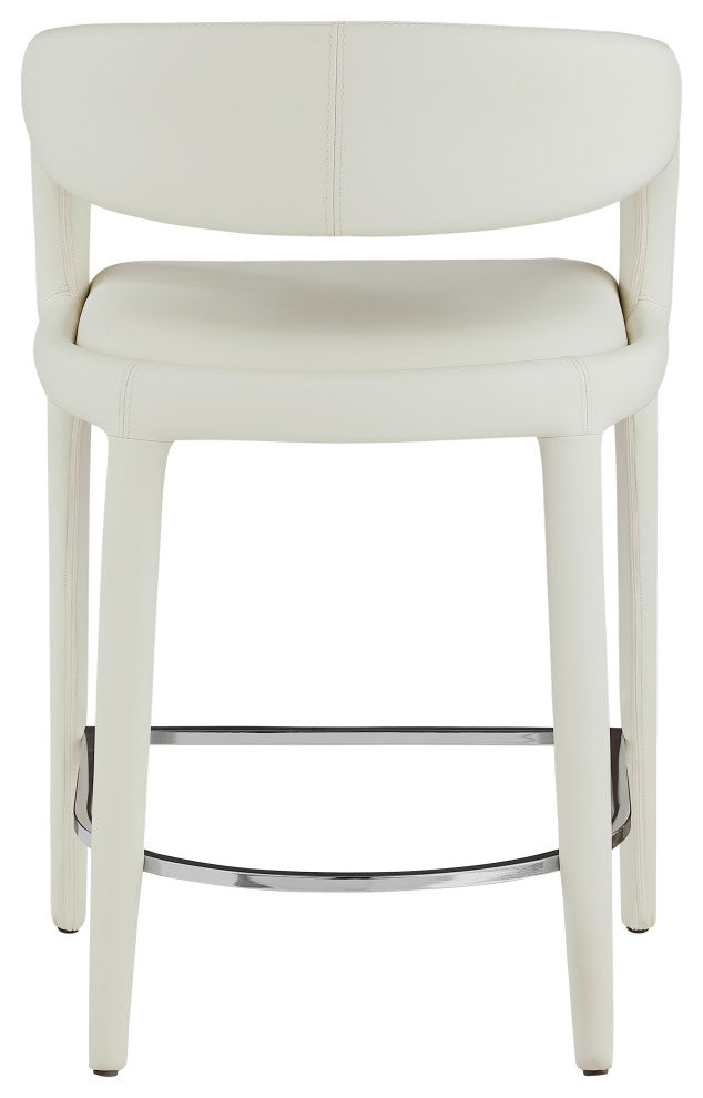 Sylvester Faux Leather Stool, Cream