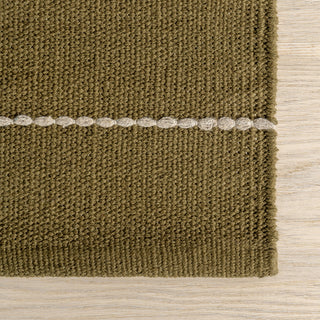Nightwalk Striped Wool Area Rug, Olive Green 2'6"x8'