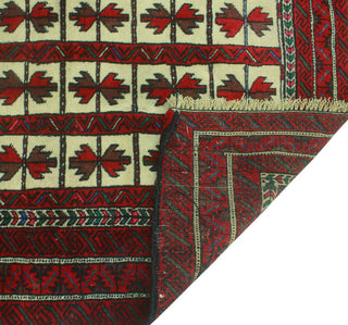 Fine Vintage Distressed Vito Ivory/Red Rug, 2'9x3'9