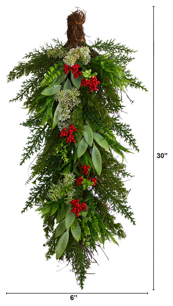30" Cedar and Berry Artificial Christmas Swag