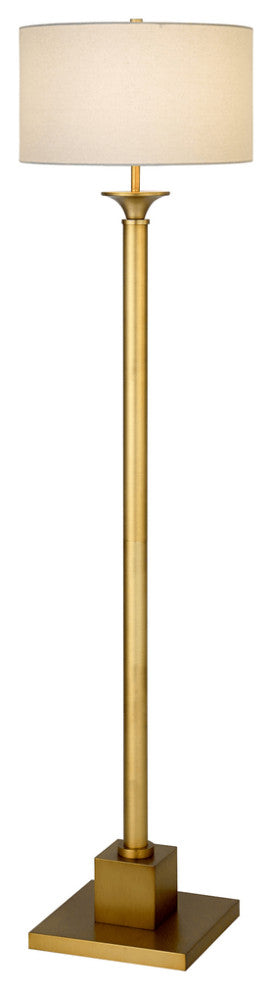 65" Brass Traditional Shaped Floor Lamp With White Frosted Glass Drum Shade