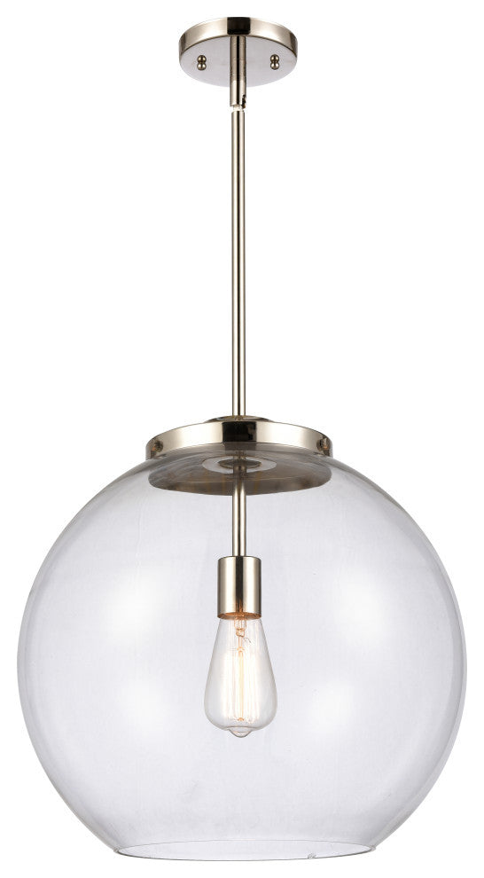 Athens Pendant, Polished Nickel, Clear, Clear
