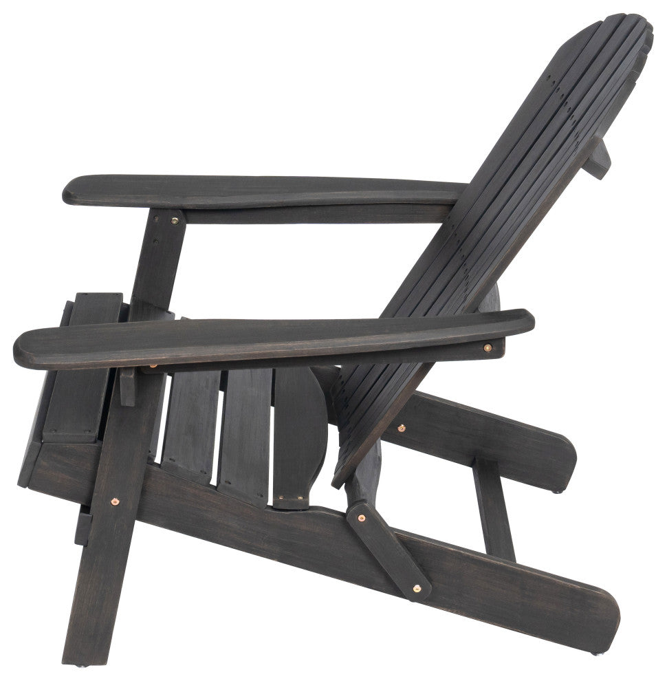 GDF Studio Hillary Dark Gray Acacia Wood Folding Adirondack Chair, Single