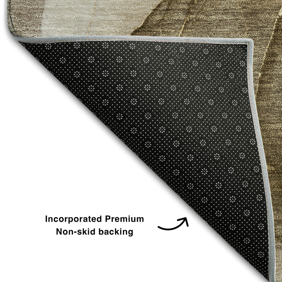 Premium Machine Washable Mayfield AMF504 Brown 8' x 8' Round Rug