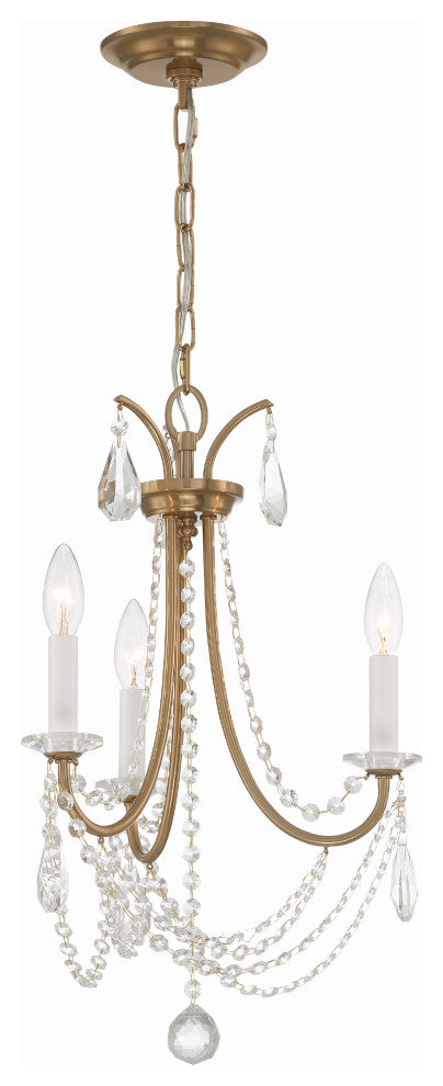 Karrington 3-Light Aged Brass Mini Chandelier
