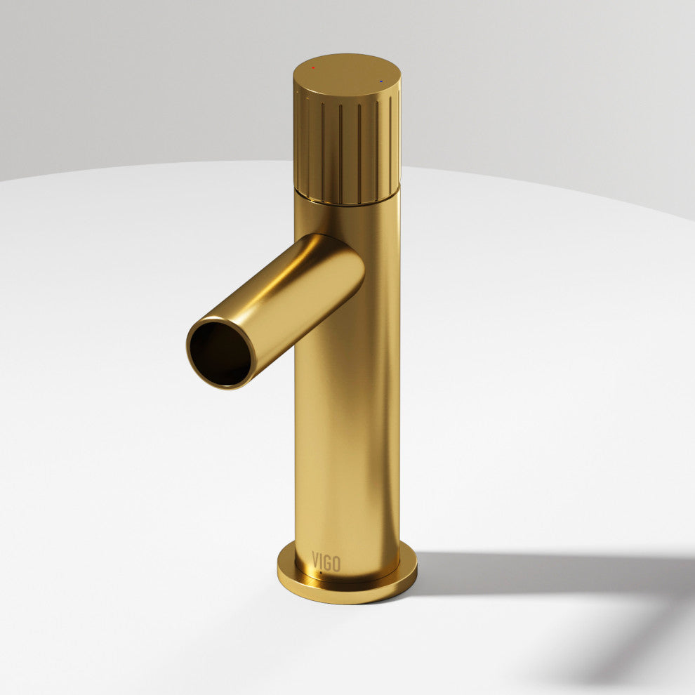 VIGO Ashford 8" H Single Handle Single Hole Bathroom Faucet, Matte Brushed Gold, Without Extras