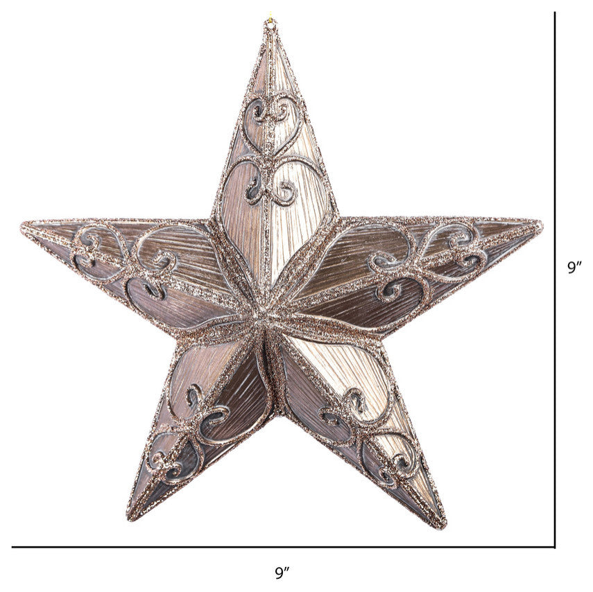 Antique Swirl Star Christmas Ornament , Mocha, 9"