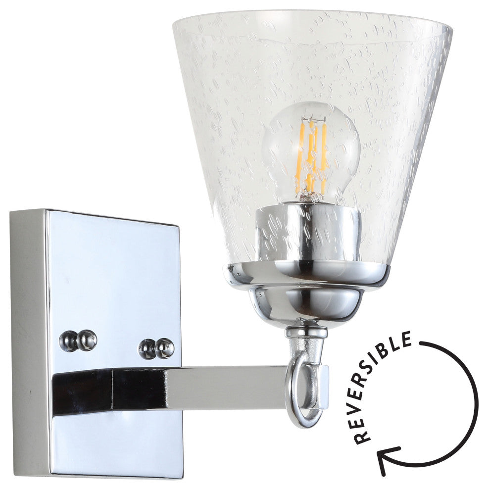 Marion Hurricane Metal, Glass Vanity Light, Chrome, 1-Light